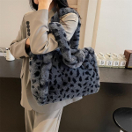 Suured Leopardi Kunstkarusnahast &Otilde;lakotid Naistele 2024 Y2K Talv Korea Mood Uued Naiste K&auml;ekotid Trend Totes sinine