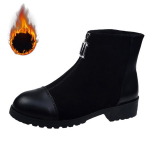 Naiste 6 saapad paksu kontsaga &uuml;mmarguse ninaga t&otilde;mblukuga nahkjalatsid Stretch platvormiga l&uuml;hikesed naiste poolsaapad suures suuruses 35