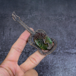 Natural Chrysoprase Gemstone Copper Wire Wrap Jewelry Pendant 4.73 t2i73