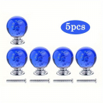 5/10 tk kristallkapi nupud &uuml;mmargused klaasmull t&otilde;mbab siledad sahtlinupud kodukapi sahtli ja kummuti riistvara jaoks koos kinnituskruvidega 5pcs-With screws