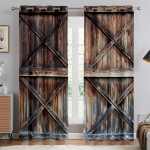 Aknakardinad Retro Puidust Uks Realistlik 3D-tr&uuml;kk Kardinad Magamistuba Elutuba K&ouml;&ouml;k Dekoratiivkardinad Kohandatud cortinas 100W130H(CM)&Rod Pocket