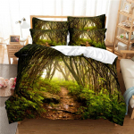 Moodne Roheline Metsamaastik Digitaaltr&uuml;kiga Voodipesukomplekt 3D Moodne Disain Sulet&auml;idisega Voodikate Padjap&uuml;&uuml;r 2-3 Osa Kodutekstiil EU single(135x200cm)