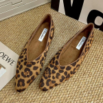 Suede Madala Sissel&otilde;ikega Naiste Balleriinad Mokassiinid Kingad Terava Ninaga Disainer Talvekingad 2025 Trend Mood K&otilde;ndimine Pehmed Mugavad Mujer Tossud 35 leopard