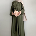 Abaya komplekt Kortsus Kangas Avatud Abaya Sisemine Pikk Kleit Islami Riietus Moslemitest Naiste Kleitide Komplekt T&uuml;rgi Kaftan Ramadan Eid S roheline