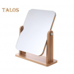 360 kraadi p&ouml;&ouml;ratav puidust alusega meigipeegel, selge selgusega meeste naiste lauaarvuti tualettpeegel, kaasaskantav reisiristk&uuml;likukujuline kosmeetiline peegel S