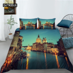 Eiffeli torni tekikott Kaasaegne Prantsuse Pariisi linnavaate voodipesukomplekt 3D Euroopa hoone tekikate King Lastele T&auml;iskasvanutele Dekor EU single(135x200cm) gray