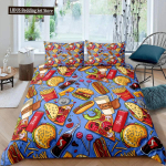 Ameerika kiirtoidu tekikott komplekt T&auml;issuurus Pizza Kuum koer Tekikate Hamburgeri tr&uuml;kiga Voodipesu komplekt Friikartulid Tekikate 70x133cm 2pcs
