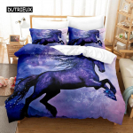 Hobuse tekikotikomplekt King Size Must Valge Pruun Hobuseprindiga Tekikott Pol&uuml;ester 3D Loom t&auml;iskasvanutele Teismelistele Tekikott AU King(245x210cm)