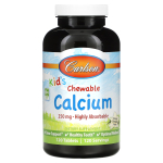 Carlson, Lastele, N&auml;rimiskaltsium, Loodusliku vanilli maitsega, 250 mg, 120 tabletti
