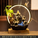 Kerge Luksus Uus Buddha k&auml;sitsi tagasivoolu viirukip&otilde;leti LED-lambi r&otilde;ngas Kodukaunistus Purpurne liiv Zen viirukip&otilde;leti viirukilaud