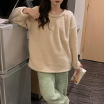 Talvine fliisist naiste pidžaamakomplekt &Ouml;&ouml;riided &Uuml;hev&auml;rviline Sametine 2-osaline P&uuml;ksid Kodukost&uuml;&uuml;m Kohev Vabaaja Soe Flanellist &Ouml;&ouml;riie M