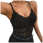 Naiste Plus Size Vest Crop Lace Pesu Seksikas V-kaelusega aluspesu Camisole M must