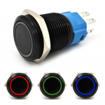 Sisse/v&auml;lja l&uuml;liti, LED lukustusnupp 18mm RGB 3 in 1 must + Off-Road pistikupesa