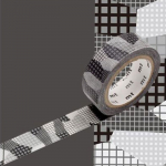 Masking tape collage quadrill&eacute; - Noir - 1,5 cm x 7 m