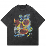 Streetwear Grafiti Kunst Graafiline T-s&auml;rk Puuvill Pesta Must T-s&auml;rk Unisex &Uuml;lem&otilde;&otilde;duline L&uuml;hikeste Varrukatega T-s&auml;rk XXL must