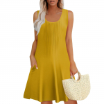 Naiste suvekleidid Taskutega varrukateta p&auml;ikesekleidid L