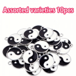 6/12/18 tk sulam materjal must/valge Yin Yang Tai Chi Yin Yang Bagua ripats DIY kaelakee k&auml;ev&otilde;ru ehete valmistamine 10pcs