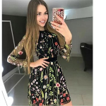 Uus boheemlaslik pitsv&otilde;rk lilledega tikitud naiste kleit Small roosa