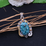 Copper Larimar Handmade 925 Sterling Silver Two Tone Pendant 2 n4t01