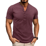 Meeste l&uuml;hikeste varrukatega Henley s&auml;rgid Suvine n&ouml;&ouml;biga T-s&auml;rgid Casual Basic Tee Soild T-s&auml;rgid Pehmed Mugavad topid Klassikaline sportlik Fit T-s&auml;rk meestele XXL burgundiapunane