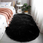 Ovaalne kohev vaip Shaggy vaip voodi matt Armas v&auml;rviline elutoa vaip pikkade juustega vaip Kodukaunistus 120x200cm must