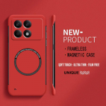 &Uuml;li&otilde;huke k&otilde;va PC magnetiline raamita telefoni&uuml;mbris Xiaomi Poco F6 Pro F6Pro X6 Pro matt puhta v&auml;rvi l&ouml;&ouml;gikindel tahke kate Poco F6 punane