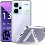 Coque antichoc pour xiaomi redmi note 13 pro+ 5g - note 13 pro plus 5g - protection tpu transparent avec support argent&eacute;