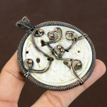 Carved Mother Of Pearl Handmade Copper Wire Wrap Pendant 3.15 m6k28