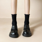 Platvormkingad Briti stiilis V&auml;ikesed nahast kingad Naistele 2025 Uus Kevad ja S&uuml;gis &Uuml;he jalaga Mary Jane Mokassiinid &Uuml;hed kingad 40 must