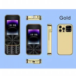 Liugkaanega mobiiltelefonile 2,4 2G GSM kahe SIM-kaardiga MP3 MP4 kaamera, maagilise h&auml;&auml;lega taskulamp, kiirvalimisega FM mini-daamtelefon kuld