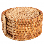 6 tk rotangist alusalused, k&auml;sitsi valmistatud teetassi alusalused, isoleeritud rotangist tassi alusalused, teetass 10cm/3.9in