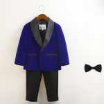 Laste 1. s&uuml;nnip&auml;eva fotosessioon Pidulik &uuml;likonnakomplekt Briti stiilis Lillepoiss Pulmapeo Riietus Klassikaline Samet Laste Klaveriperemees Kost&uuml;&uuml;m 130cm sinine