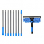 K&auml;sitsi akende puhastuskomplekt pikendusvarrega Pikk vars Roostevaba teras &Scaron;enilllapp Klaasipuhasti N&uuml;hik roheline