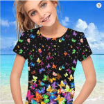 Lasteriided T&uuml;drukute riided L&uuml;hikeste varrukatega T&uuml;drukute T-s&auml;rk Ilus liblikastr&uuml;kiga Kawaii &Uuml;markaelus T&uuml;drukutele Laste suver&otilde;ivad 110