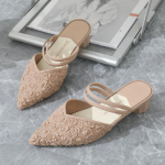 Paksu kontsaga sandaalid plastist materjal veekindel, kahe kulumise kaldega plastik, moodne v&otilde;rk infrapuna, terava otsaga vabaaja kahekandmisjalatsid 36