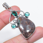 Natural Mud Crack Fossil, Topaz 925 Sterling Silver Jewelry Pendant 2.40 e8c21