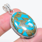 Natural Copper Blue Turquoise 925 Sterling Silver Jewelry Pendant 1.85 j9s51