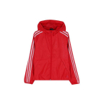 Adidas kolme triibuga tr&uuml;kitud tuulejope kapuutsiga naiste &uuml;leriided punane EH3909 S