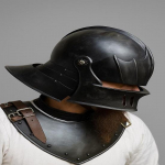 Mustaks t&ouml;&ouml;deldud sallet-kiiver visiiriga Keskaegne gooti soomuskoopia 15. sajandi r&uuml;&uuml;tli kiiver Halloweeni kingitus Parim talle