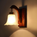 K&auml;sitsi valmistatud &scaron;i&scaron;ampuu puidust seinavalgusti lamp E27 pirnipesa(Pirn ei kuulu komplekti Stiilne kala disain Valge lilleline klaas Diwali dekoratsioon |