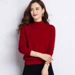 Fengxun Women's Wool Blend Half-Turtleneck Sweater S