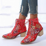 Paks Konts Paeladega Naiste Botas Mujer Tikitud Suurus 35-43 Retro L&uuml;hike Saabas Botas Femininas Botines Para Mujeres 35 punane