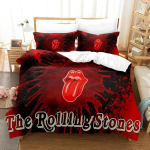 3D prinditud Rolling Stonesi logo voodipesukomplekt Tekikate Voodikomplekt Tekikate Padjap&uuml;&uuml;r Tekk Kuningas Kuninganna Suurus Poisid T&auml;iskasvanud 135x200cm 2pcs