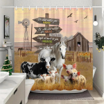 P&otilde;llumajandusloomad Highland kariloomad du&scaron;ikardin Rustikaalne maal&auml;hedane talulaud Vintage stiilis pestavad du&scaron;ikardinad vannitoa sisustus 90x180cm-35x70in