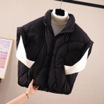 Naiste Talvine Soe Seisva Kraega Vabaaja Vest L&uuml;hike Tepitud Vest Varrukateta Jakk 2XL must