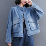 Suurused Kevadjakk Joped Naistele Denim Patchwork Joped Vabaaja Nahkhiir L&otilde;tv Puuvill N&ouml;&ouml;pidega &Uuml;lem&otilde;&otilde;duline Sinine L&uuml;hike Jakk M