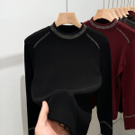 Naiste suurte suuruste s&uuml;gis-talvine keskmise pikkusega sametist paksendatud elastne s&auml;rk moeprindiga, lahtised vabaaja topid XL