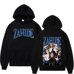Zahide Merch Kahepoolse tr&uuml;kiga kapuutsiga pusad Meestele Naistele Moodne Hip Hop Pullover Vabaaja Fliis &Uuml;le suuruse Vintage Esteetika Pusas S black