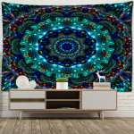 Ps&uuml;hhedeelne Mandala seinavaip Seinale rippuv N&otilde;idushipi Seitse t&scaron;akrat V&auml;rviline taust Riide Esteetika Ruumi kodukaunistus 95x70cm