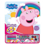 Peppa Pig loomingukomplekt - Cefa Toys - Giga plokk 5-&uuml;hes - 25 v&auml;rvimislehte - 8 v&auml;rvipliiatsit - 5 vildikat roosa